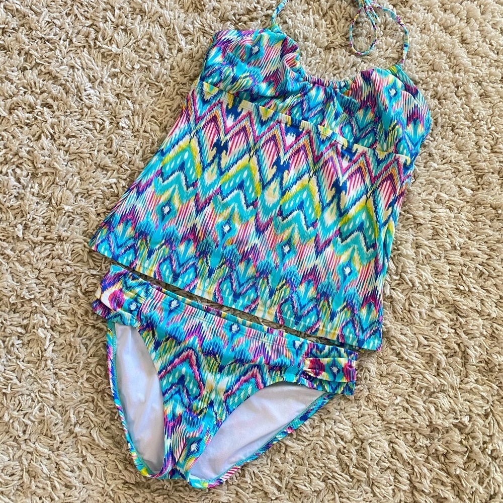 Kenneth Cole halter Tankini multi-color medium - Picture 2 of 8